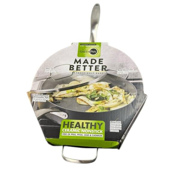 New GreenPan Canterbury 5QT Saute Pan Nonstick Glass Lid - Picture 1 of 2